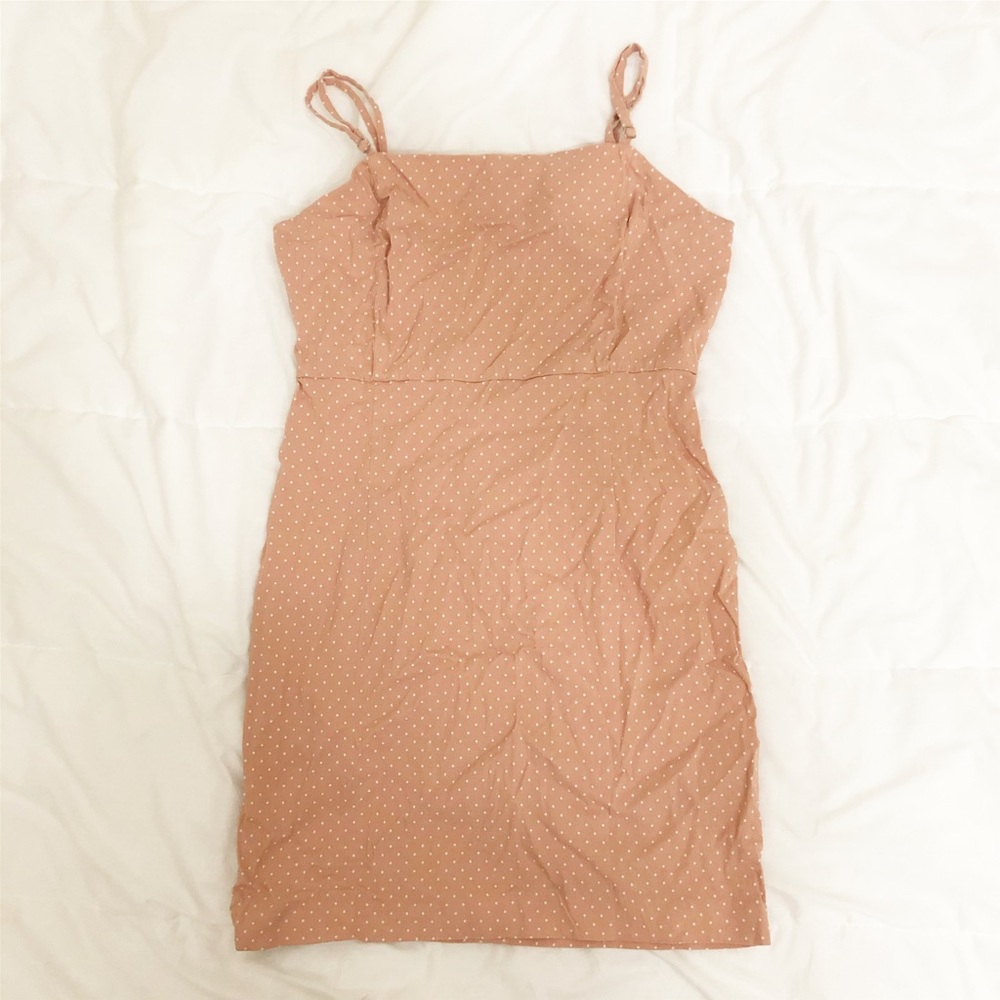 F21 Nude Pink Polka Dot Dress